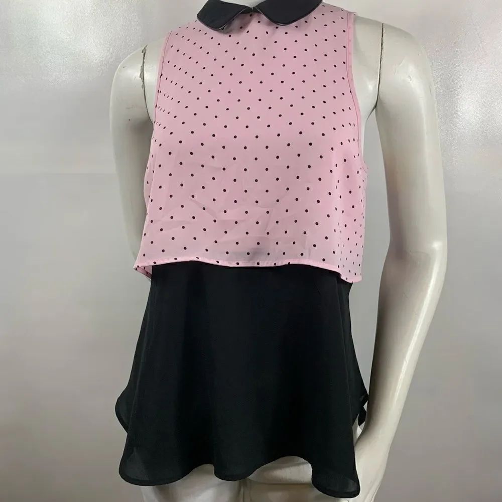 3For$20 Elle Sleeveless Pink/ Black Sleeveless Blouse Size:S